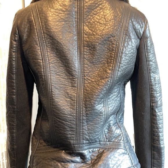 Members Only Vegan Faux Leather Grey Zip
Up Moto Jacket size M - Picture 6 of 8